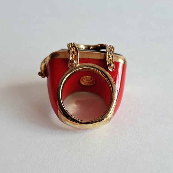 New Angelique de Paris Gold Plated Red Brown Tigereye Cage Ring Size 7 - Picture 6 of 16